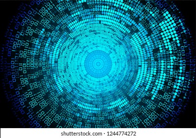 binary circuit board future technology, blue eye cyber security concept background, abstract hi speed digital internet.motion move blur. pixel vector