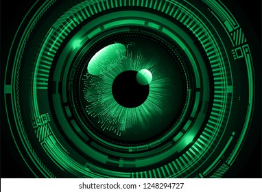 binary circuit board future technology, green eye cyber security concept background, abstract hi speed digital internet.motion move blur. pixel vector