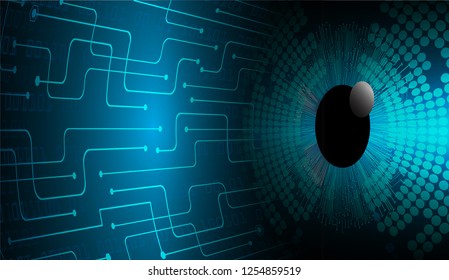 binary circuit board future technology, blue eye cyber security concept background, abstract hi speed digital internet.motion move blur. pixel vector