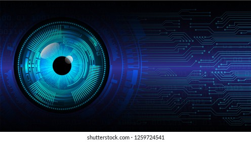 binary circuit board future technology, blue eye cyber security concept background, abstract hi speed digital internet.motion move blur. pixel vector