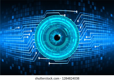 binary circuit board future technology, blue cyber security concept background, abstract hi speed digital internet.motion move blur. eye pixel vector