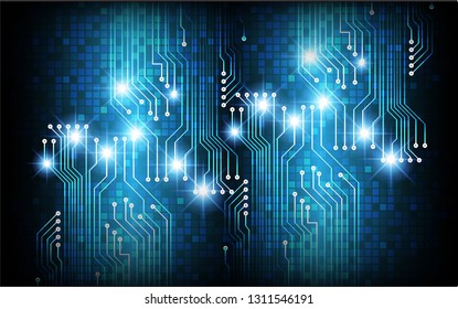 binary circuit board future technology, blue cyber security concept background, abstract hi speed digital internet.motion move blur. pixel vector