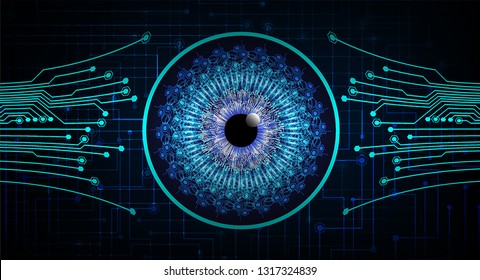 binary circuit board future technology, blue cyber security concept background, abstract hi speed digital internet.motion move blur. eye pixel vector