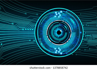 binary circuit board future technology, blue eye cyber security concept background, abstract hi speed digital internet.motion move blur. eye pixel vector