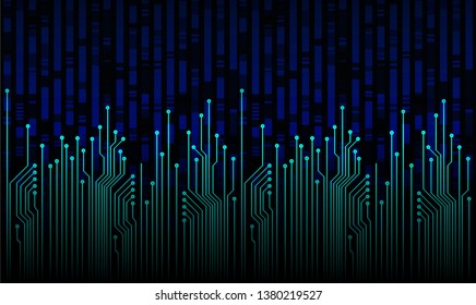 binary circuit board future technology, blue cyber security concept background, abstract hi speed digital internet.motion move blur. pixel vector