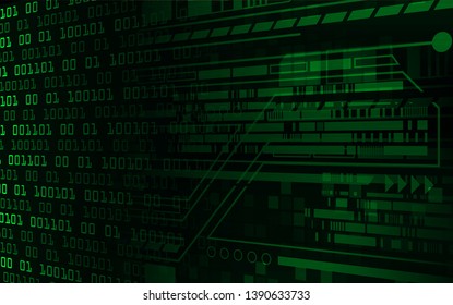 binary circuit board future technology, green cyber security concept background, abstract hi speed digital internet.motion move blur. pixel vector