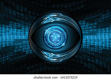 binary circuit board future technology, blue eye cyber security concept background, abstract hi speed digital internet.motion move blur. pixel vector
