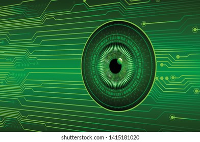binary circuit board future technology, green eye cyber security concept background, abstract hi speed digital internet.motion move blur. pixel vector