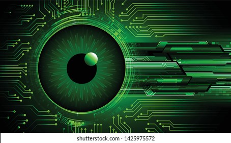 binary circuit board future technology, green eye cyber security concept background, abstract hi speed digital internet.motion move blur. pixel