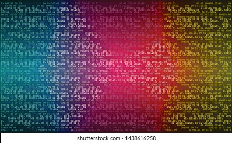 binary circuit board future technology, blue red yellow cyber security concept background, abstract hi speed digital internet.motion move blur. pixel vector