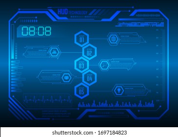 binary circuit board future technology, blue HUD world  cyber security concept background, 