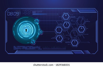 binary circuit board future technology, blue hud cyber security concept background, 