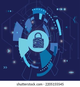 binary circuit board future technology, blue cyber security concept background, abstract hi speed digital internet.motion move blur. pixel vector