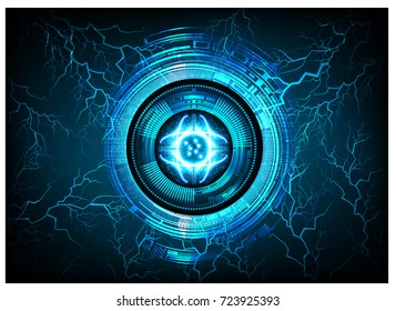 binary circuit board future technology, blue eye cyber security concept background, abstract hi speed digital internet.motion move blur. pixel vector bolt, thunderbolt, shaft