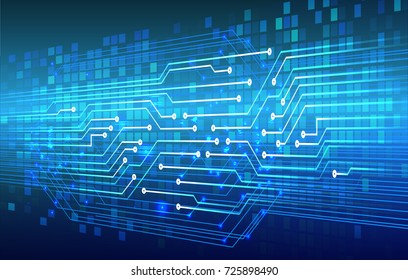 binary circuit board future technology, blue cyber security concept background, abstract hi speed digital internet.motion move blur. pixel vector