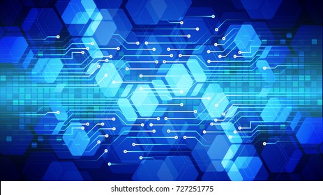 binary circuit board future technology, blue cyber security concept background, abstract hi speed digital internet.motion move blur. pixel vector