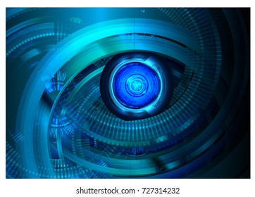binary circuit board future technology, blue eye cyber security concept background, abstract hi speed digital internet.motion move blur. pixel vector