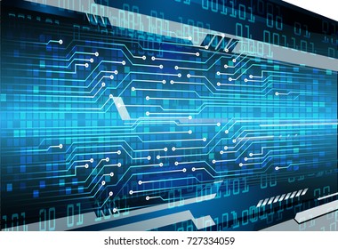 binary circuit board future technology, blue cyber security concept background, abstract hi speed digital internet.motion move blur. pixel vector