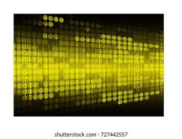 binary circuit board future technology, yellow cyber security concept background, abstract hi speed digital internet.motion move blur. pixel vector