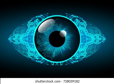 binary circuit board future technology, blue eye cyber security concept background, abstract hi speed digital internet. motion move blur. pixel vector