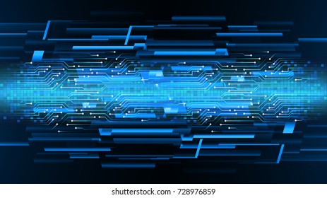 binary circuit board future technology, blue cyber security concept background, abstract hi speed digital internet.motion move blur. pixel vector