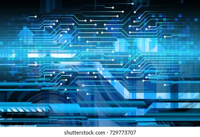 binary circuit board future technology, blue cyber security concept background, abstract hi speed digital internet.motion move blur. arrow pixel vector