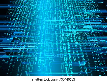 binary circuit board future technology, blue cyber security concept background, abstract hi speed digital internet.motion move blur. pixel