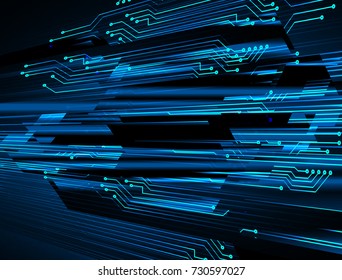 binary circuit board future technology, blue cyber security concept background, abstract hi speed digital internet.motion move blur. pixel vector