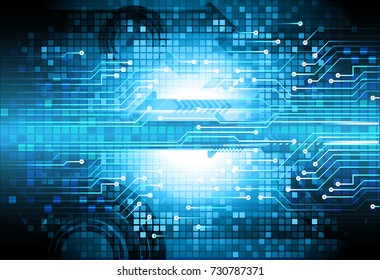 binary circuit board future technology, blue cyber security concept background, abstract hi speed digital internet.motion move blur. pixel vector