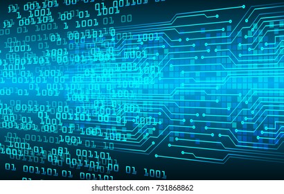 binary circuit board future technology, blue cyber security concept background, abstract hi speed digital internet.motion move blur. pixel vector