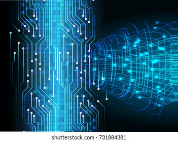 binary circuit board future technology, blue cyber security concept background, abstract hi speed digital internet.motion move blur. pixel vector