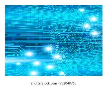 binary circuit board future technology, blue cyber security concept background, abstract hi speed digital internet.motion move blur. pixel vector