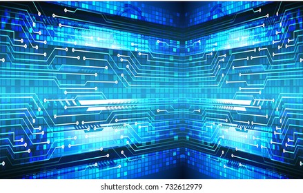 binary circuit board future technology, blue cyber security concept background, abstract hi speed digital internet.motion move blur. pixel vector