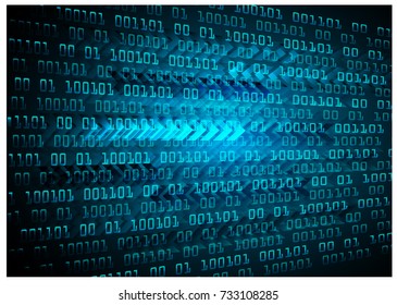 binary circuit board future technology, blue cyber security concept background, abstract hi speed digital internet.motion move blur. pixel arrow vector