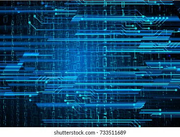 binary circuit board future technology, blue cyber security concept background, abstract hi speed digital internet.motion move blur. pixel vector