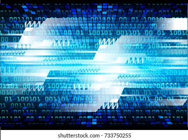 binary circuit board future technology, blue cyber security concept background, abstract hi speed digital internet.motion move blur. pixel vector
