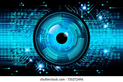 binary circuit board future technology, blue eye cyber security concept background, abstract hi speed digital internet.motion move blur. pixel vector