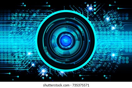 binary circuit board future technology, blue eye cyber security concept background, abstract hi speed digital internet.motion move blur. pixel vector