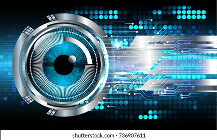 binary circuit board future technology, blue eye cyber security concept background, abstract hi speed digital internet.motion move blur. pixel vector