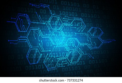 binary circuit board future technology, blue cyber security concept background, abstract hi speed digital internet.motion move blur. pixel vector