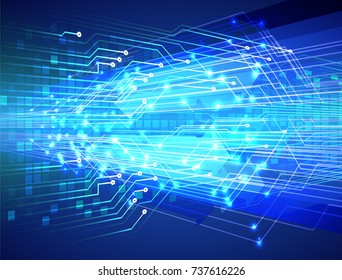 binary circuit board future technology, blue cyber security concept background, abstract hi speed digital internet.motion move blur. pixel vector