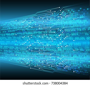 binary circuit board future technology, blue cyber security concept background, abstract hi speed digital internet.motion move blur. pixel vector