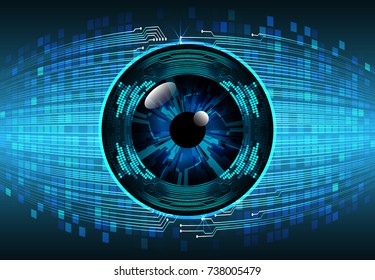 binary circuit board future technology, blue eye cyber security concept background, abstract hi speed digital internet.motion move blur. pixel vector