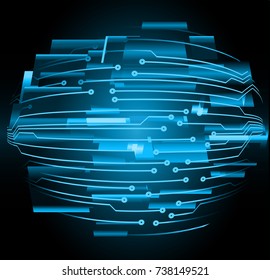 binary circuit board future technology, blue cyber security concept background, abstract hi speed digital internet.motion move blur. pixel vector