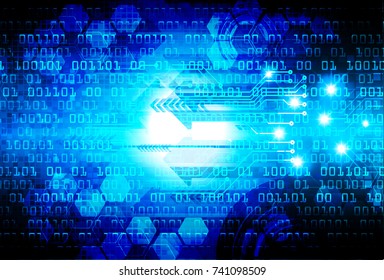 binary circuit board future technology, blue cyber security concept background, abstract hi speed digital internet.motion move blur. pixel vector