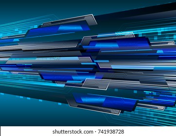 binary circuit board future technology, blue cyber security concept background, abstract hi speed digital internet.motion move blur. pixel vector