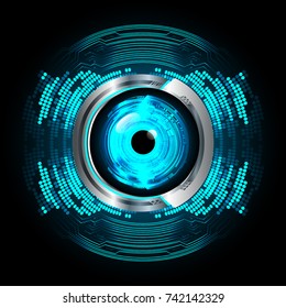 binary circuit board future technology, blue eye cyber security concept background, abstract hi speed digital internet.motion move blur. pixel vector