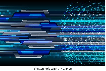 binary circuit board future technology, blue cyber security concept background, abstract hi speed digital internet.motion move blur. pixel vector