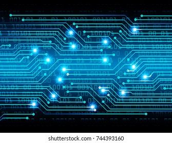 binary circuit board future technology, blue cyber security concept background, abstract hi speed digital internet.motion move blur. pixel vector