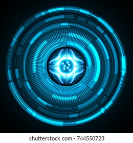 binary circuit board future technology, blue eye cyber security concept background, abstract hi speed digital internet.motion move blur. pixel vector